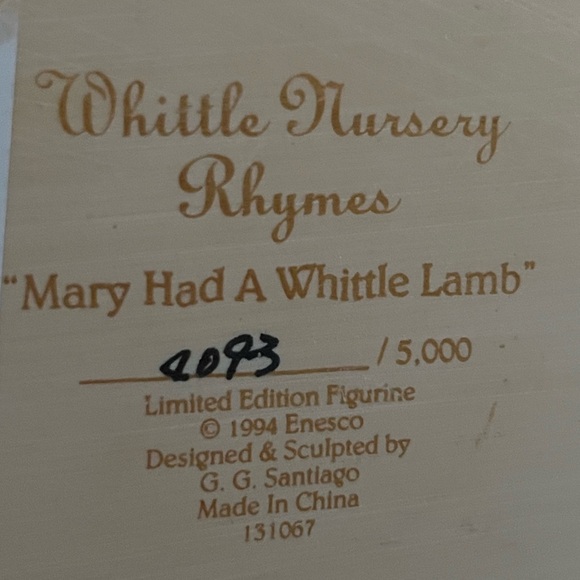 Vintage Enesco Limited Edition Wittle Nursery Rhymes - Picture 6 of 6